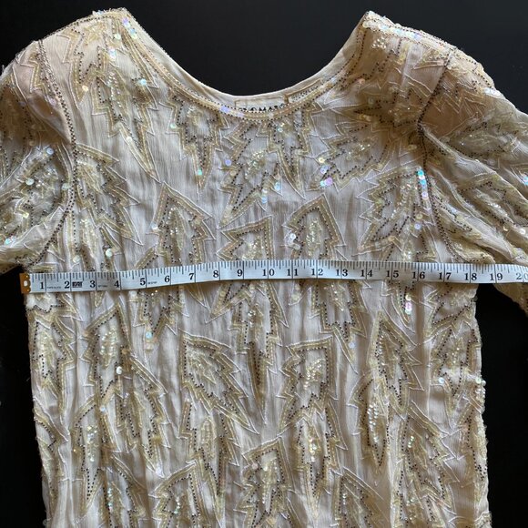 Vintage 1980s Shomax Hand-Beaded Silk Dress Size M Cocktail Party Evening Wear - Picture 3 of 8